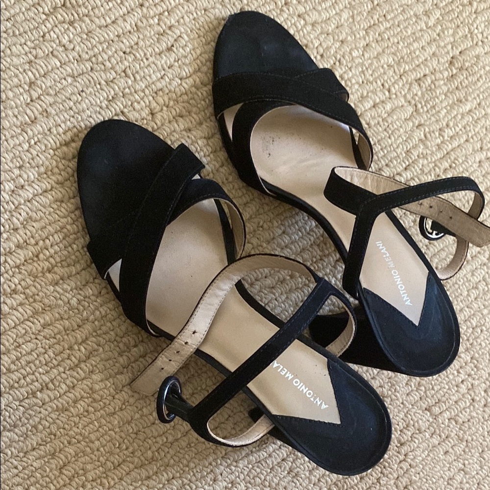 Antonio Melani Black and Tan Women's Sandals